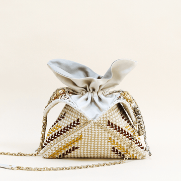Malagos Drawstring Bag Beige Fashion Rags2Riches