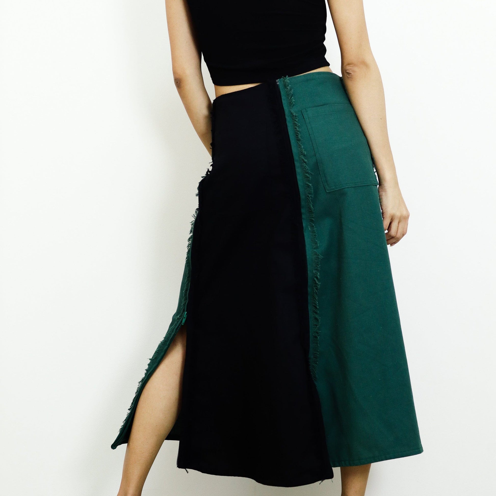 4-Way A-Line Skirt Black & Green Fashion R2R On Repeat