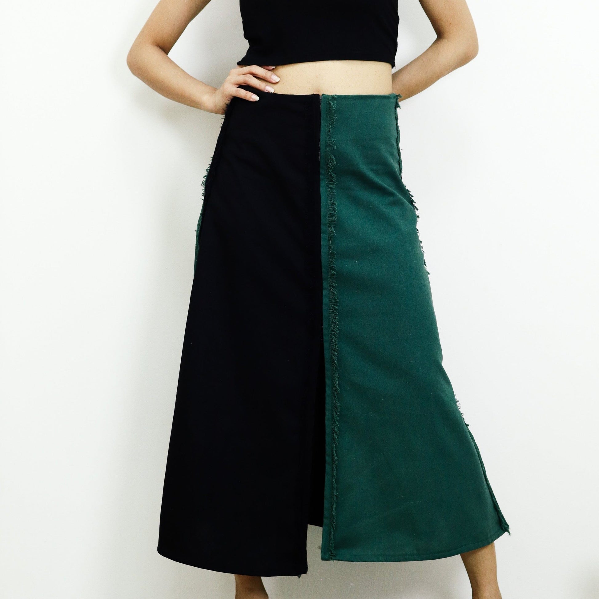 4-Way A-Line Skirt Black & Green Fashion R2R On Repeat