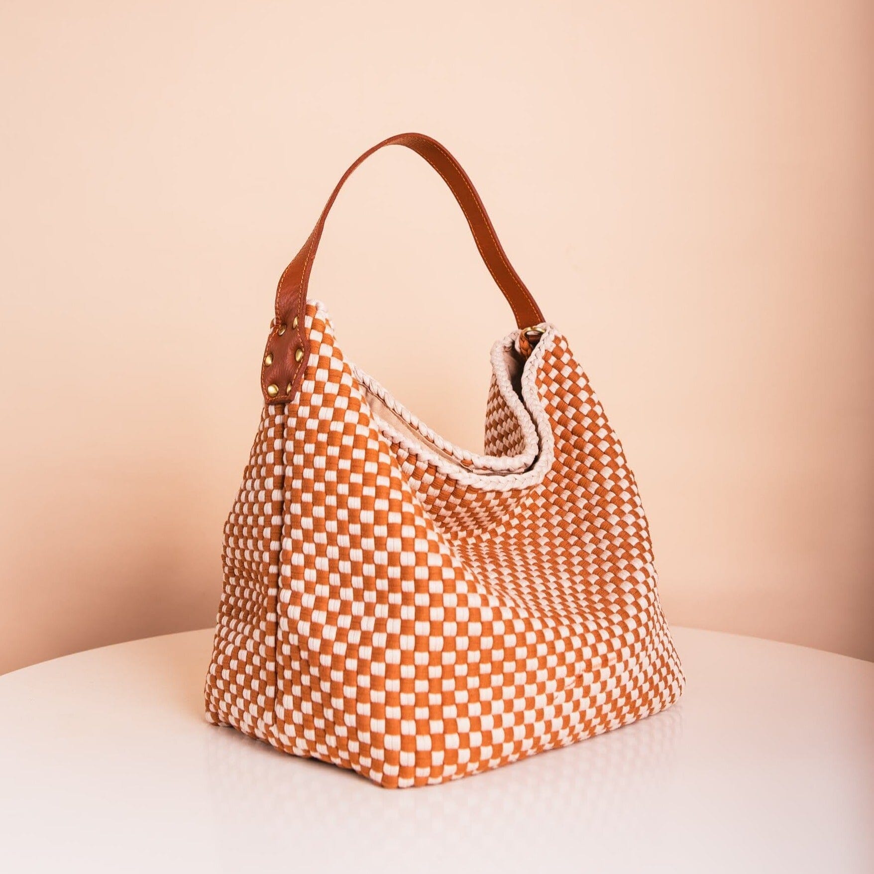 Buslo Checkerboard Tan & Beige Fashion Rags2Riches