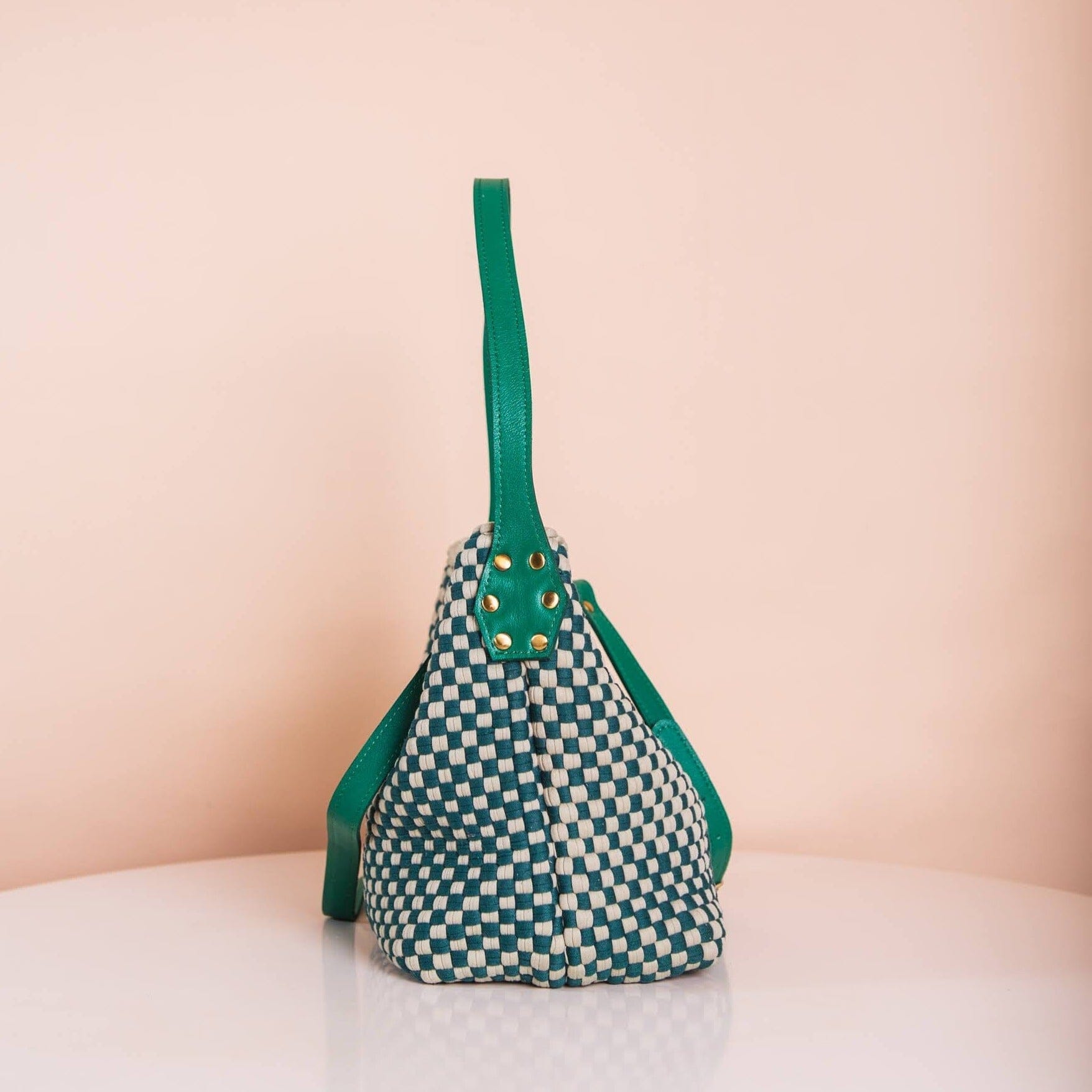 Buslo Mini Checkerboard Sage & Emerald with Longer Handle Fashion Rags2Riches