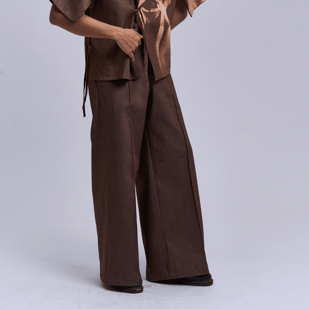 Pintucks Pants Dark Brown Denim Fashion Rags2Riches