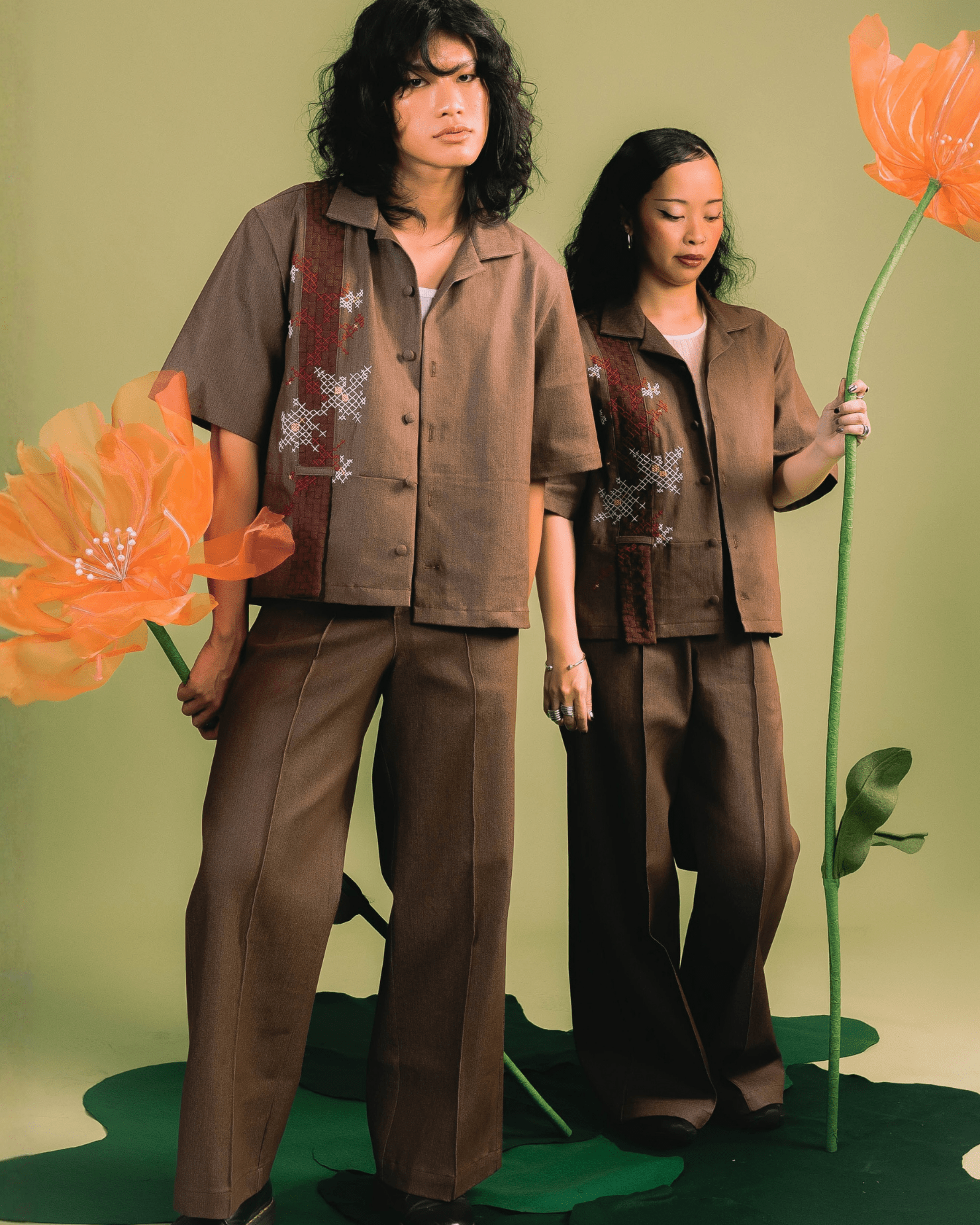 Pintucks Pants Dark Brown Denim Fashion Rags2Riches