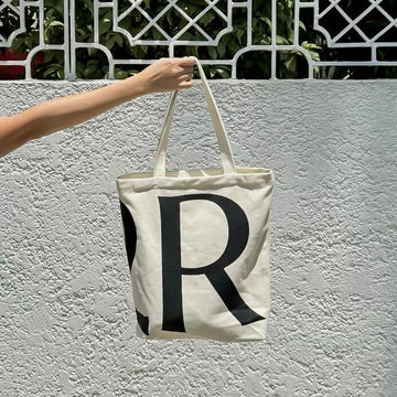 R2R Tote Bag Black on Beige