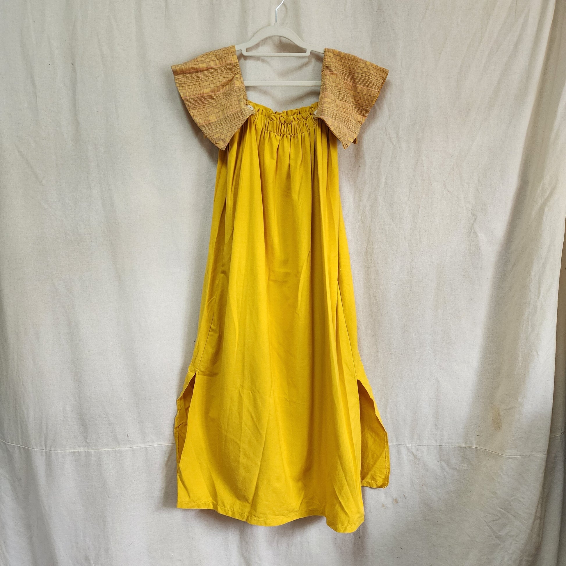 [RE - LOVE] Bell On-Off Shoulder Dress Yellow Fashion Rags2Riches