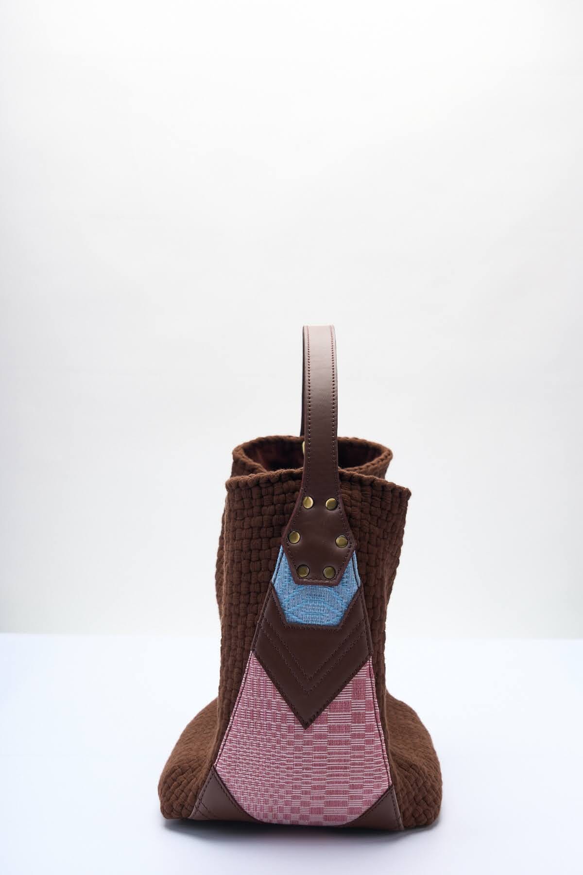 [Ready Today] Buslo Medley Light blue & red, medium brown leather Fashion Rags2Riches