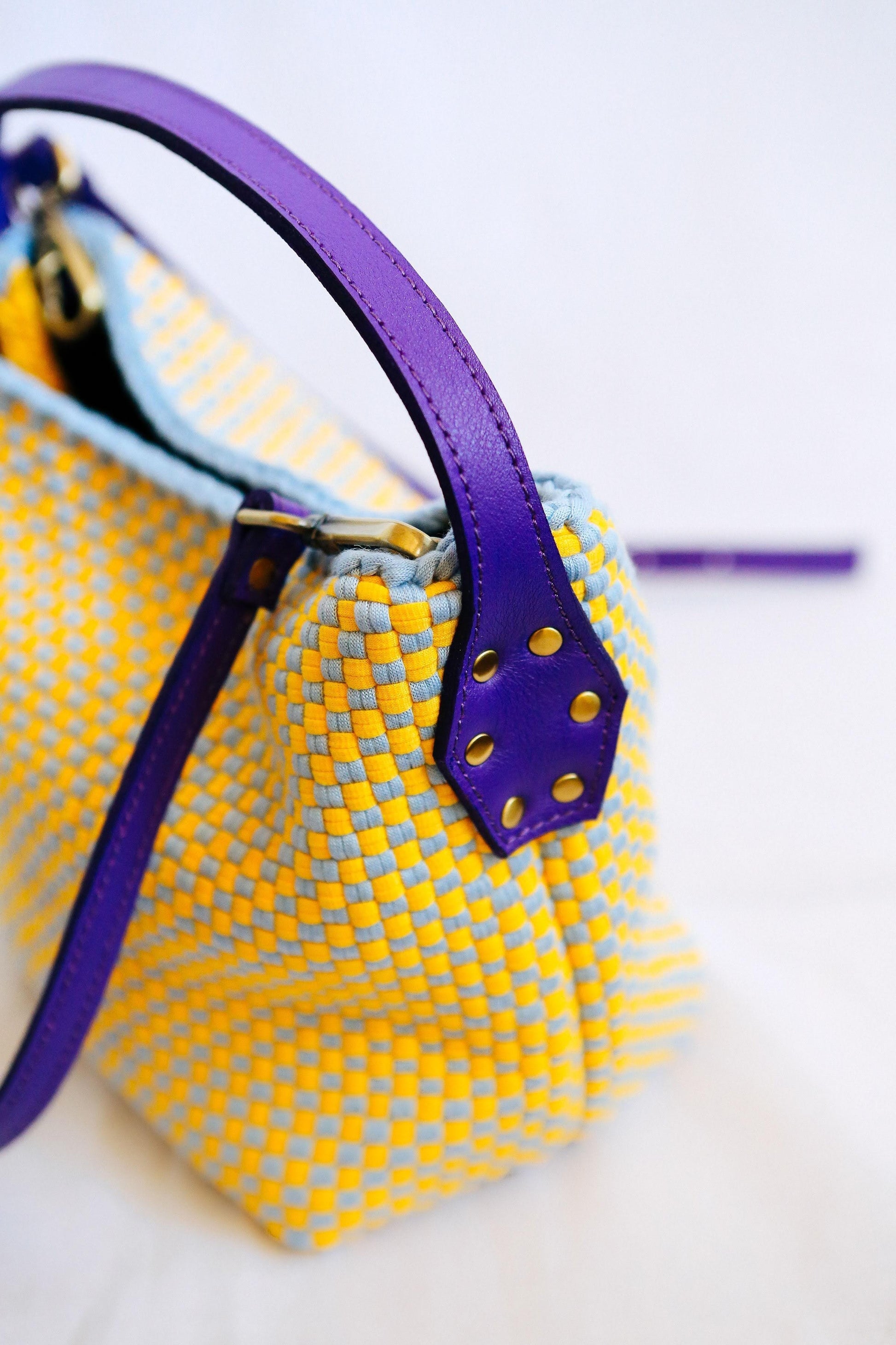 [Ready Today] Buslo Micro Checkerboard Sky & Canary Fashion Rags2Riches