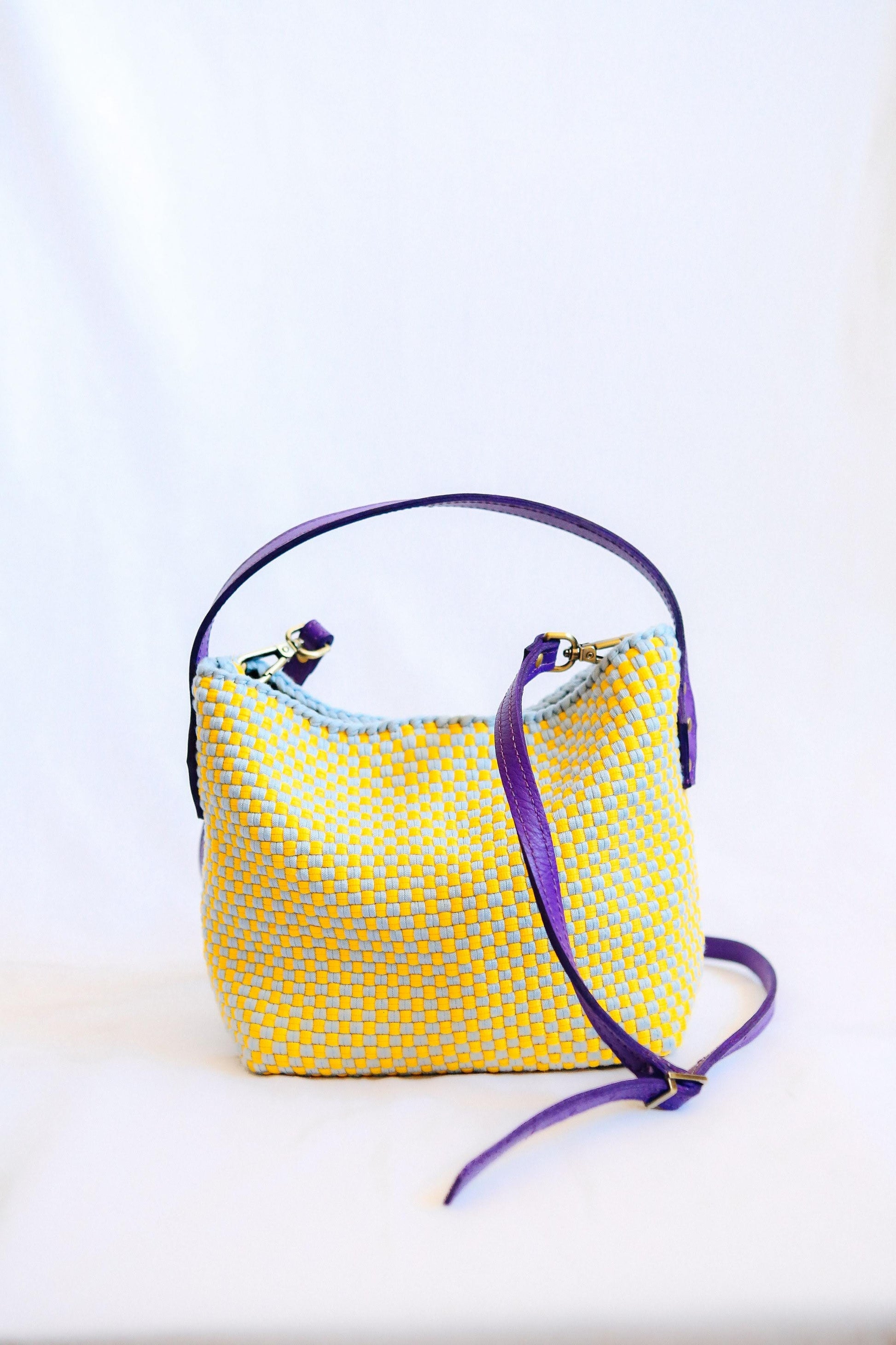 [Ready Today] Buslo Micro Checkerboard Sky & Canary Fashion Rags2Riches