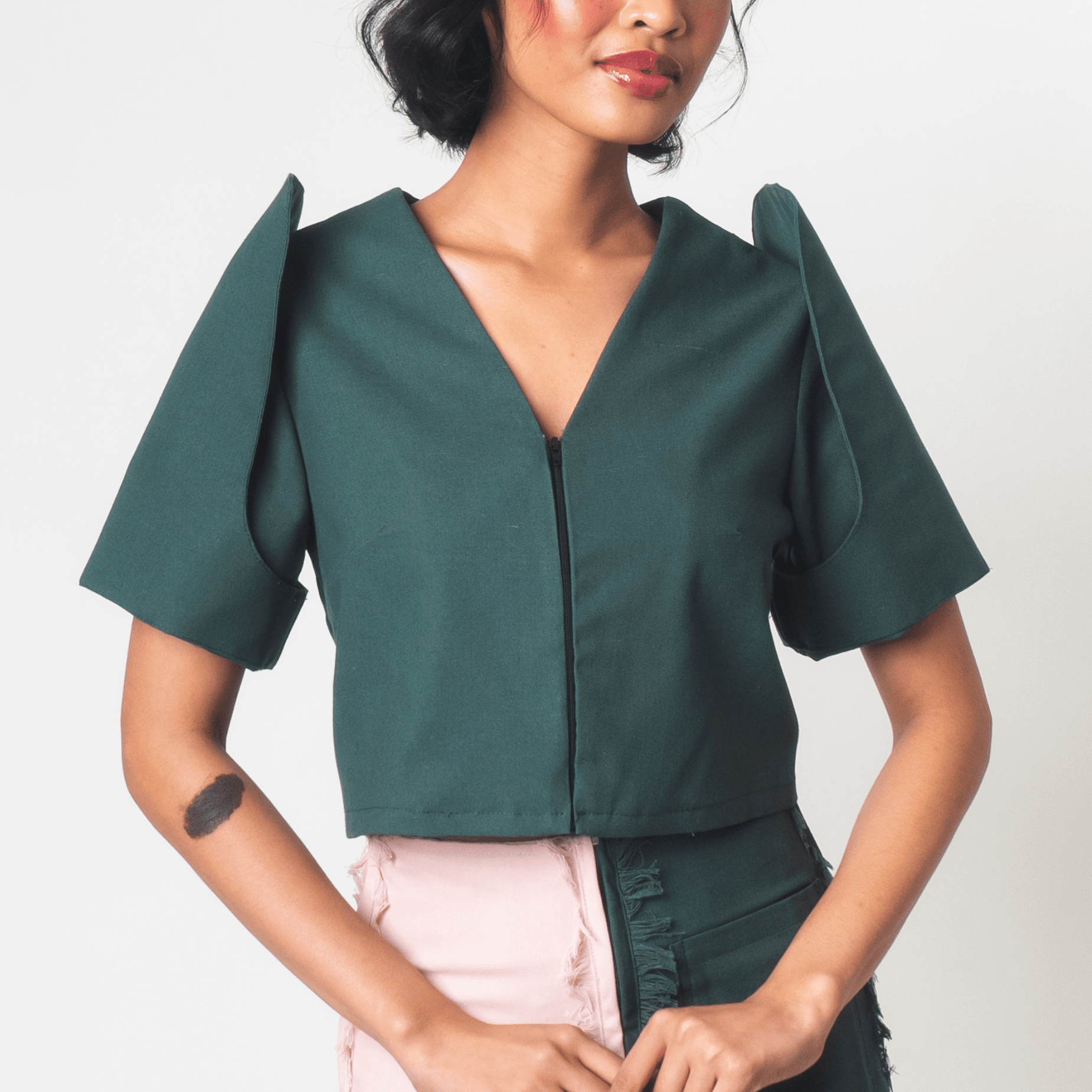 [Ready Today] Convertible Terno Top Green Fashion R2R On Repeat