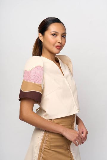 [Ready Today] Daloy Convertible Terno Top Off-White & Tan