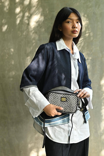 [Ready Today] Kamara Crossbody Black & Beige Checkerboard