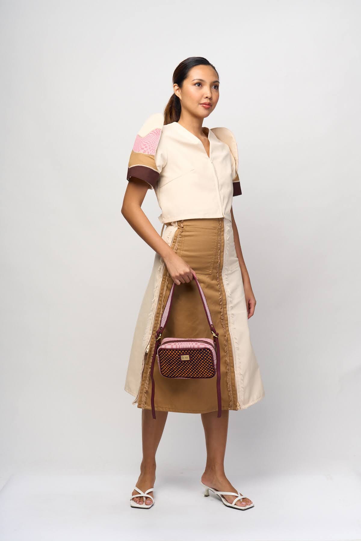 [Ready Today] Kamara Crossbody Navy & Orange Checkerboard Fashion Rags2Riches