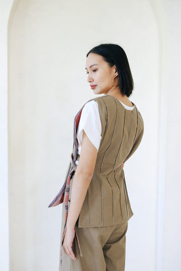 [SAMPLE] Pin Tucks Tunic (Long) Brown