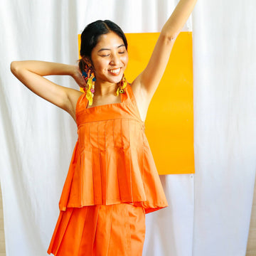 [SAMPLE] Pleated Skort Tangerine