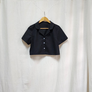 [SAMPLE] Polo Cropped Top Black