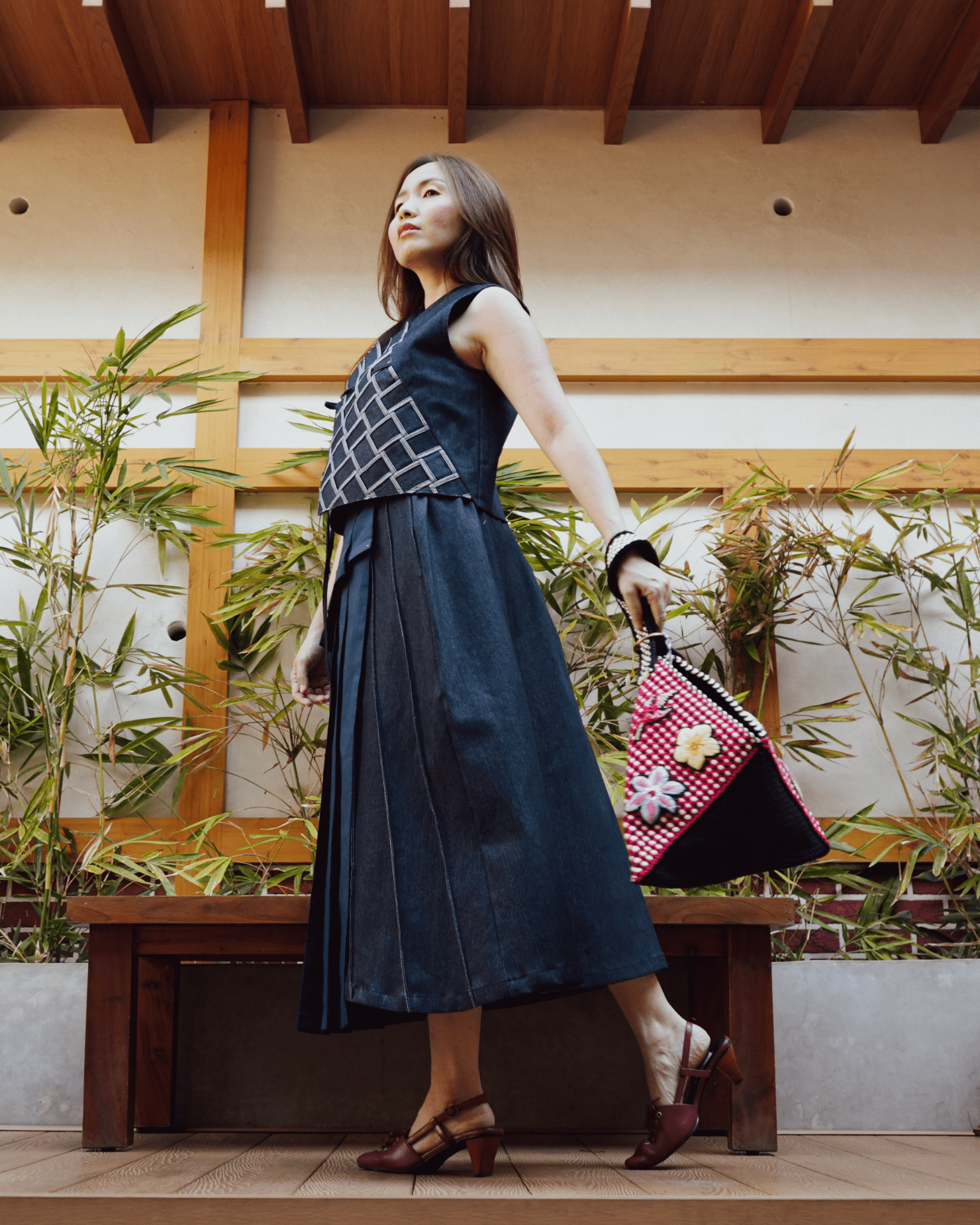 Woven Hanbok Vest Navy Blue Fashion R2R On Repeat