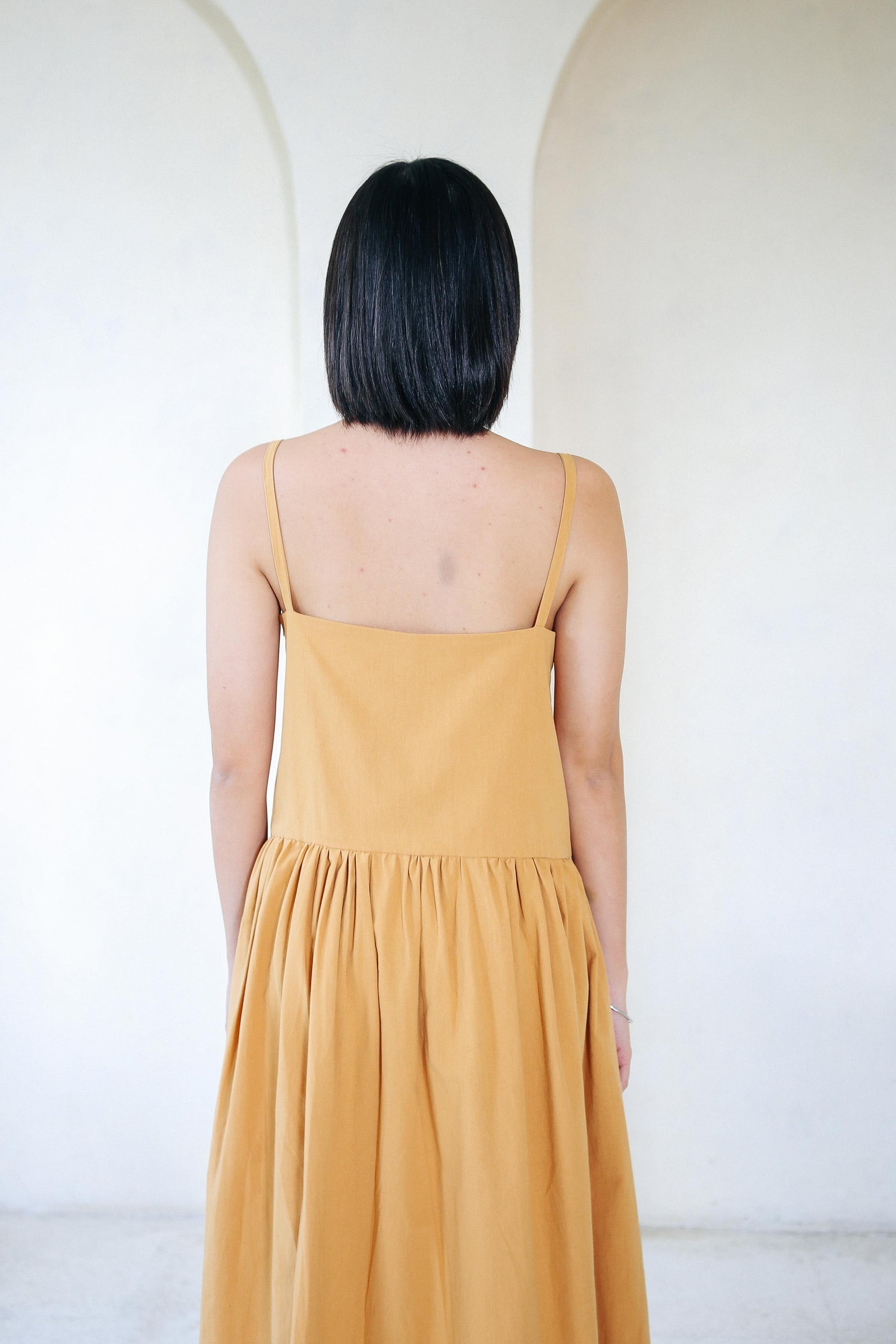 Drop Waist Dress (Mini) Apricot Fashion Rags2Riches