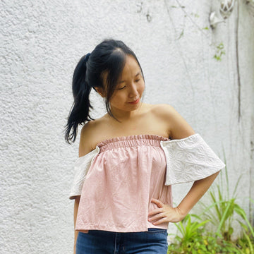 On-Off Shoulder Top Blush in Binetwagan Beige