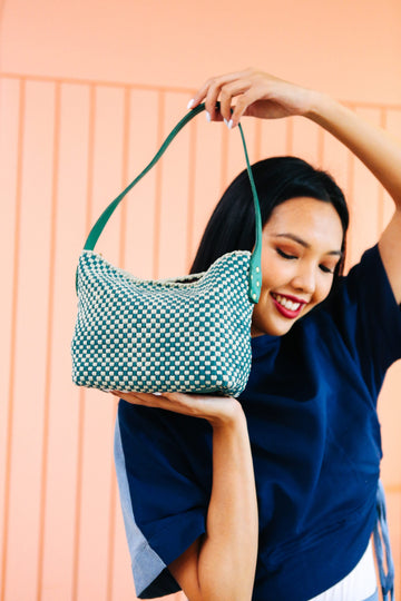 [Ready Today] Buslo Micro Checkerboard Emerald & Sage with Longer Handles