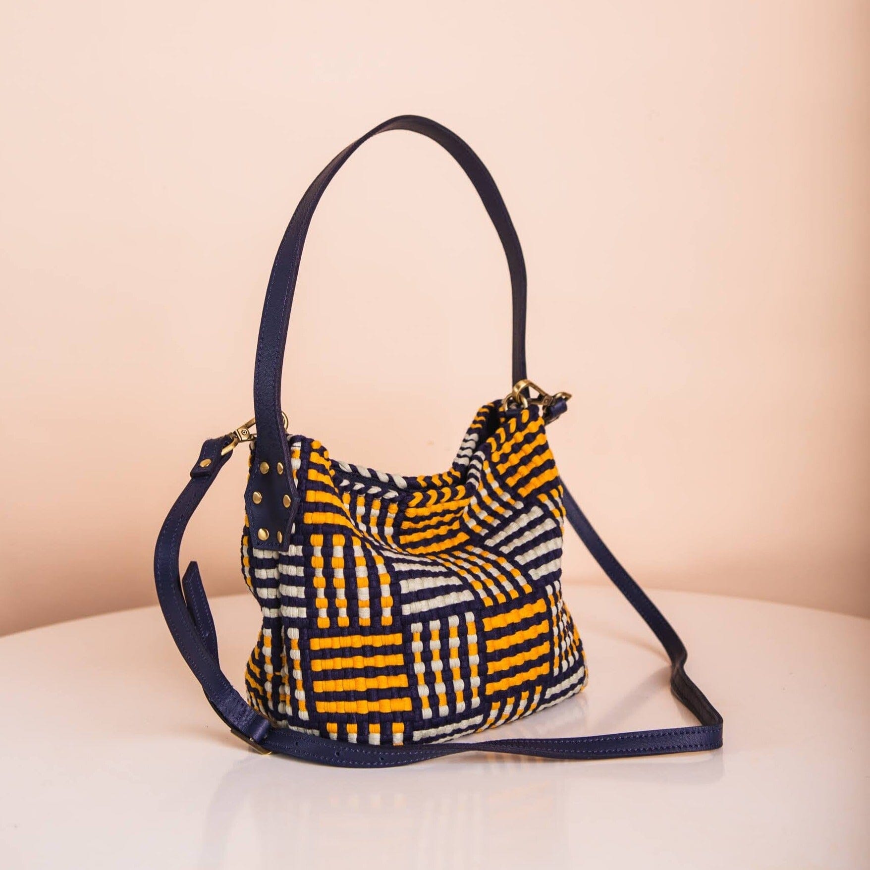 [Ready Today] Buslo Micro Mat Pattern Navy & Yellow with Longer Handle Fashion Rags2Riches