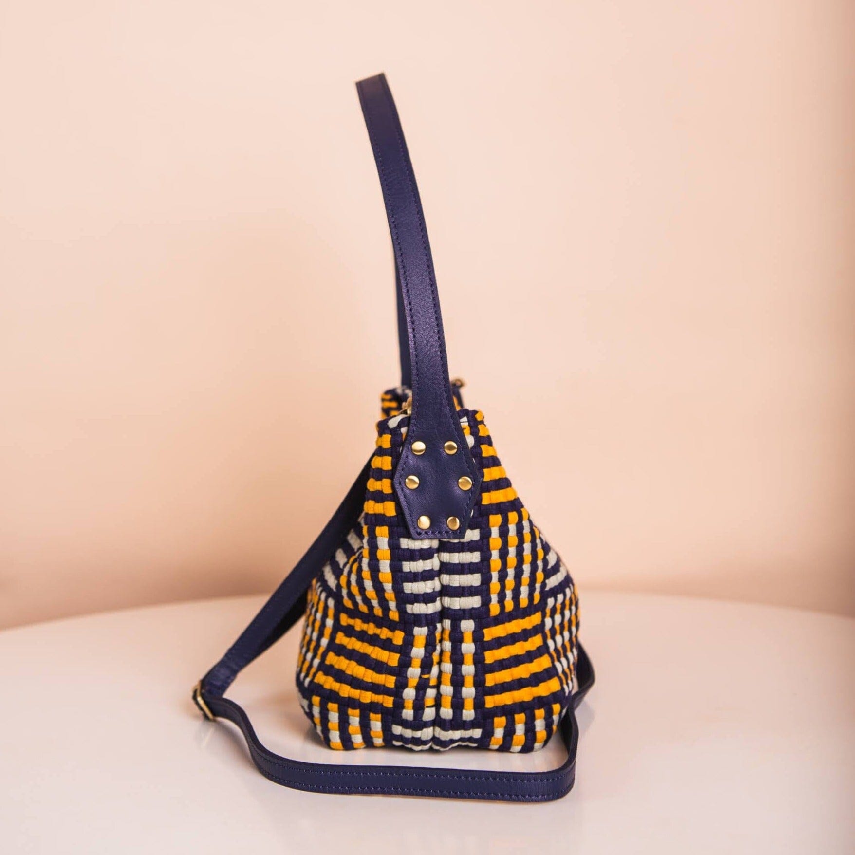 [Ready Today] Buslo Micro Mat Pattern Navy & Yellow with Longer Handle Fashion Rags2Riches