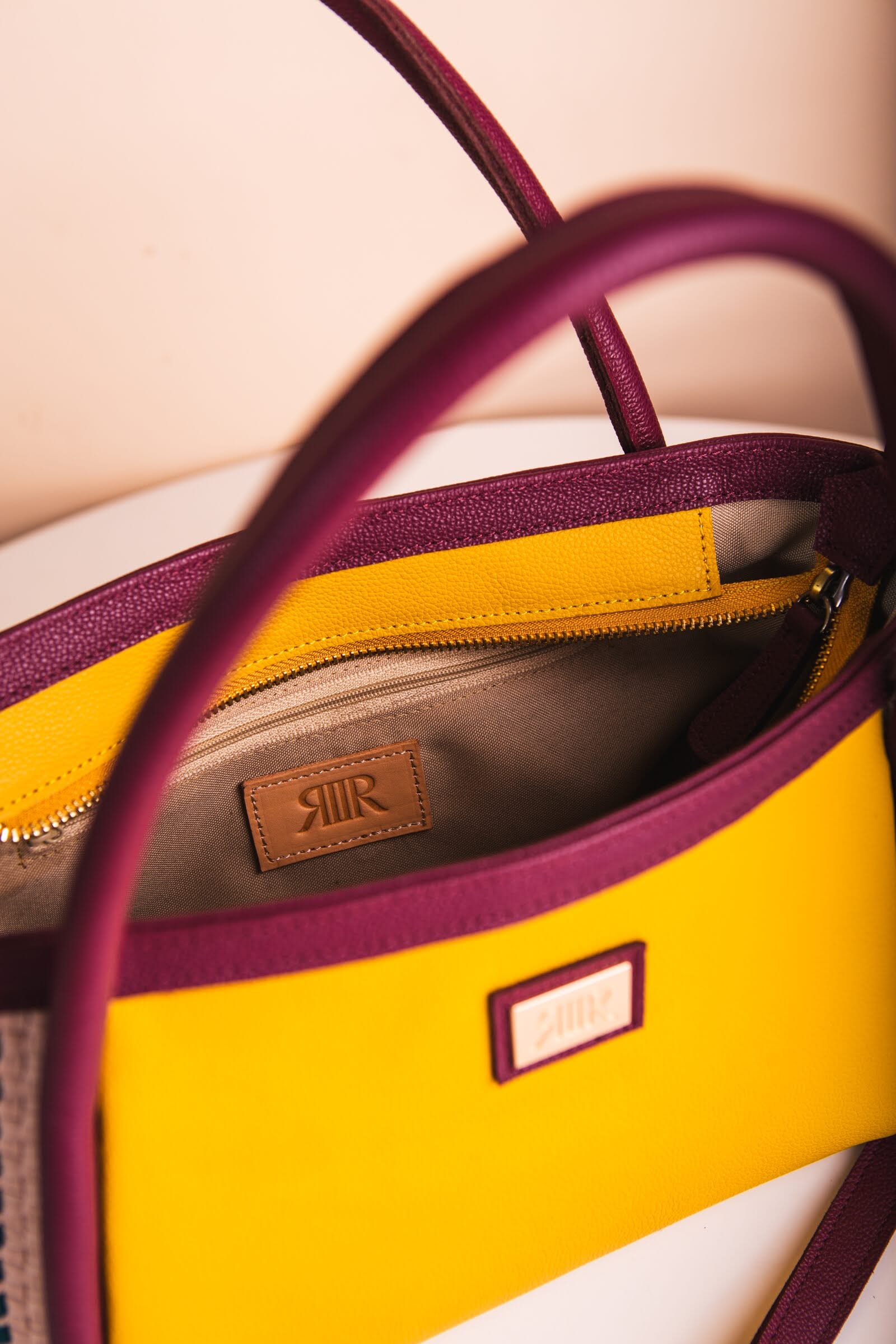 [Ready Today] Tuba Handbag Yellow & Burgundy Fashion Rags2Riches