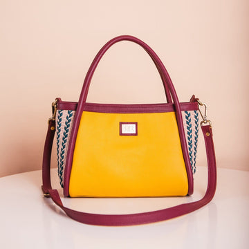 [Ready Today] Tuba Handbag Yellow & Burgundy