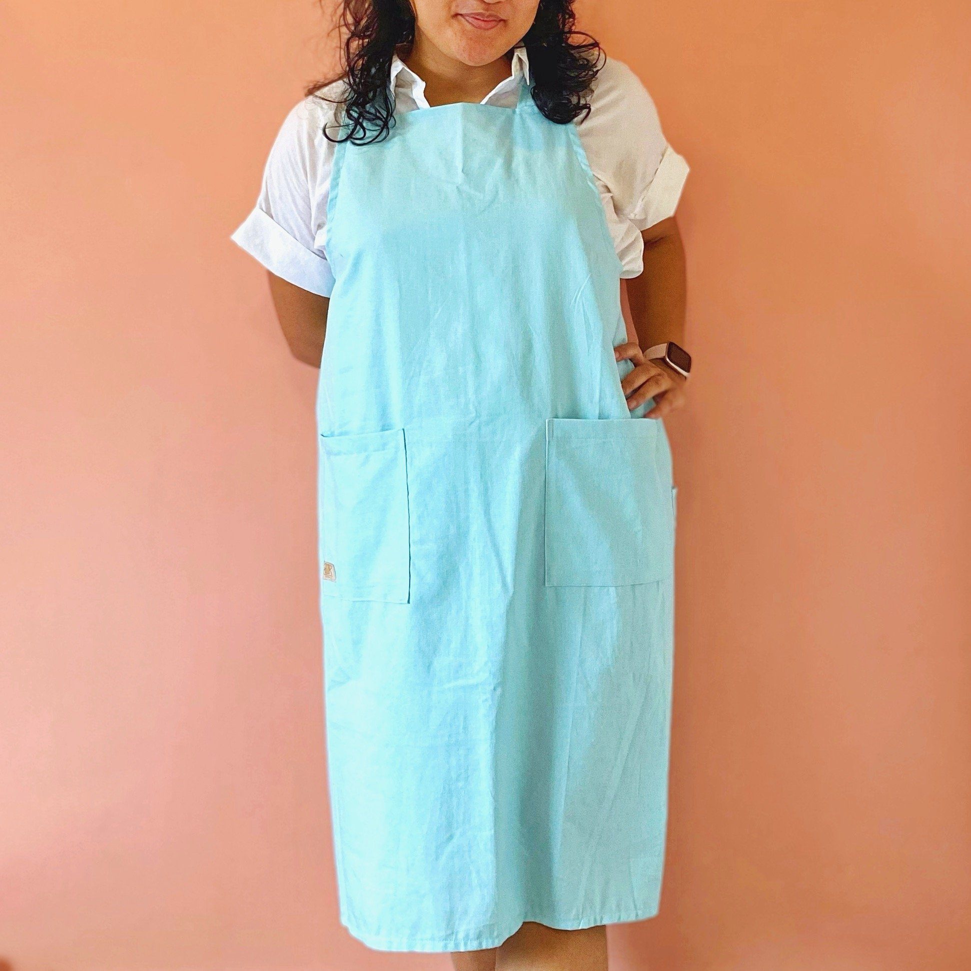 Smock Apron Light Blue Linen Lifestyle Rags2Riches