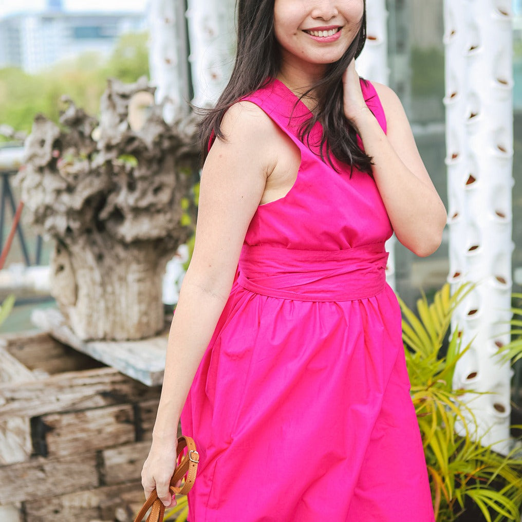 The Essential Wrap Dress (Long) Hot Pink Fashion Rags2Riches