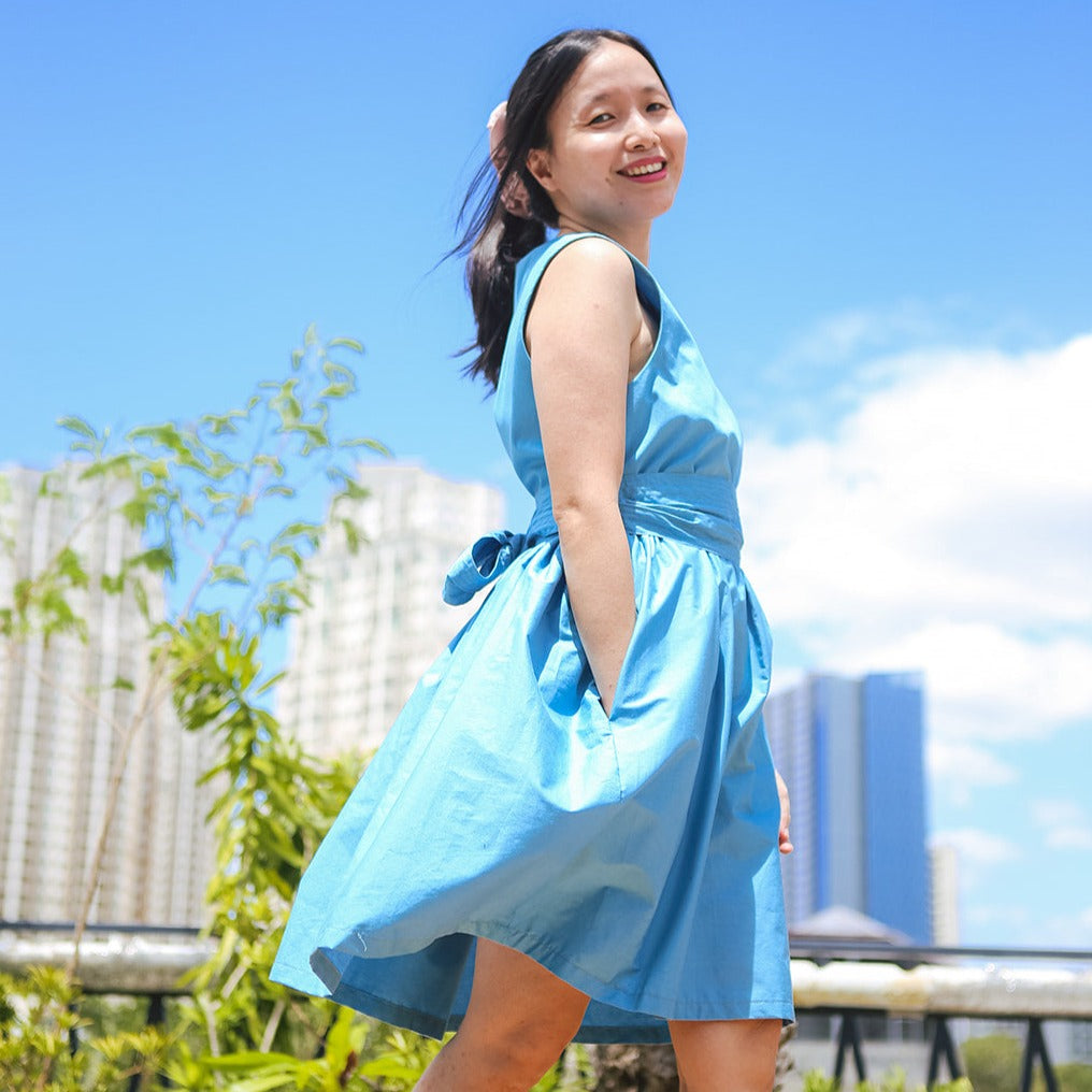 The Essential Wrap Dress (Short) Chambray Blue Fashion Rags2Riches