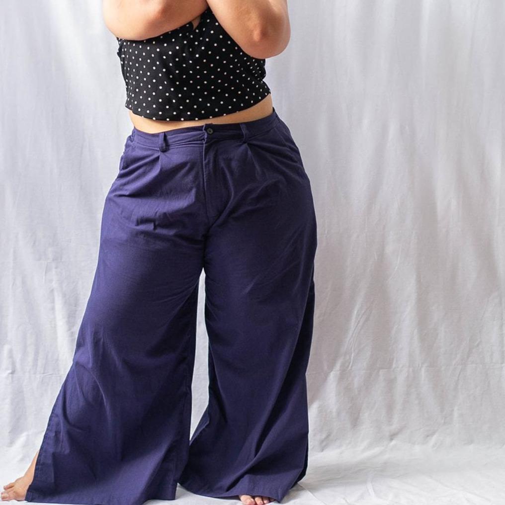 The Wide Pleated Trousers Navy Fashion Rags2Riches